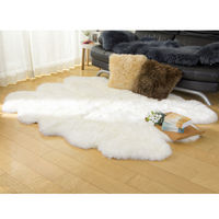 ムートンフリース ファーストレーベル 6匹物 ピンク ムートンラグ リアル ふわふわ ファー マット カーペット 裏無し（直送品）