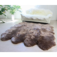 ムートンフリース ファーストレーベル 8匹物 ピンク ムートンラグ リアル ふわふわ ファー マット カーペット 裏無し（直送品）