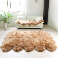 ムートンフリース ファーストレーベル 10匹物 ピンク ムートンラグ リアル ふわふわ ファー マット カーペット 裏無し（直送品）