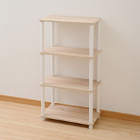 YAMAZEN 工具不要 簡単組立 システムラック 4段 ホワイトウォッシュ ISR-4IN(OAK3/WH) 1台（直送品）