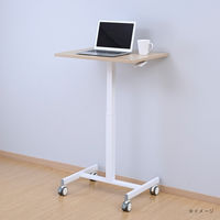 YAMAZEN レバー式昇降パーソナルデスク 幅650×奥行480mm ウッドナチュラル SUP-6550(WN/MWH) 1台（直送品）