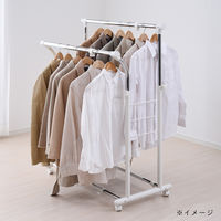 YAMAZEN 伸縮ハンガー ダブル オフホワイト YBH-WCS(OW)D 1台（直送品）