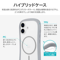 iPhone 17 耐傷・耐衝撃ハイブリッドケース  ライトグレー MagSafeアクセサリが使える 挟み込みシート付 ストラップホール付（直送品）