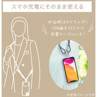 オーム電機 AudioComm チャージングストラップ USB-C/Lightning ブルーイエロー 01-7276 1個（直送品）