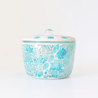 トモ・コーポレーション 小物入れ 洗面所 モザイク 蓋つきボックス ターコイズ 422853 1個（直送品）