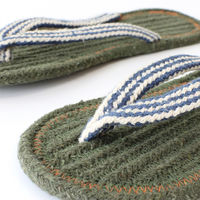 トモ・コーポレーション スリッパ コットンサンダル プレーン ボーダー 2サイズ ハンドメイド プレーングリーン(S) 423384 1個（直送品）