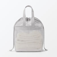 無印良品 立体メッシュ持ち手付き巾着 グレー Ｍ 約３３×１３×３１ｃｍ 良品計画