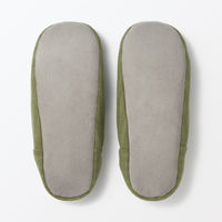 無印良品 綿フランネルかかとにフィットするルームシューズ Ｍ ２３．５～２５ｃｍ用 グリーンストライプ 良品計画