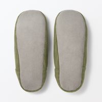 無印良品 綿フランネルかかとにフィットするルームシューズ Ｌ ２５～２６．５ｃｍ用 グリーンストライプ 良品計画