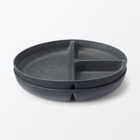 無印良品 レンジで使える ヤシの端材を使った 仕切り付きプレート ２枚組 黒 良品計画