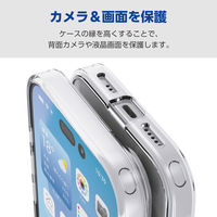 iPhone17 ケース ハイブリッド 磁気吸着対応メタルステッカー付 背面ガラス クリア PM-A25AHVCG1CR エレコム 1個（直送品）