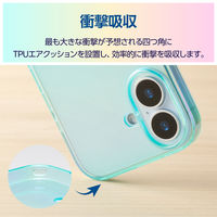 iPhone17 ケース ソフト 磁気吸着対応メタルステッカー付 オーロラデザイン ブルー PM-A25AUCABU エレコム 1個（直送品）