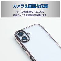 iPhone17 ケース ソフト 衝撃吸収 メタリックライン ブラックピンク PM-A25AUCTMLBPN エレコム 1個（直送品）