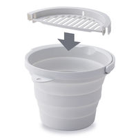 おりたためるバケツ8L ちょい置きトレー付 グレー 1セット（1個×2） 伊勢藤