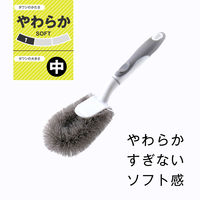 日本クリンテック ハンドル付きたわし カビ 腐食に強い 浴室 床 キッチン 鍋 やわらか 中サイズ 485630 1個（直送品）