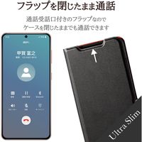 Galaxy S21 5G ケース カバー 手帳 フラップ レザー 薄型 軽量 ブラック PM-G211PLFUBK エレコム 1個（直送品）