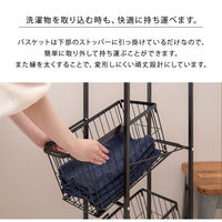 【軒先渡し】萩原 ランドリーラック 2段 幅280×奥行500×高さ1045mm キャラメルブラウン KR-3676LT 1台（直送品）