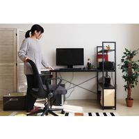 【軒先渡し】ヤマソロ デスク 大理石柄 オーア 棚付 幅1200×奥行640×高さ1220mm  ブラック 82-696 1台（直送品）