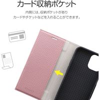 iPhone 12 mini 手帳型ケース カバー 薄型PUレザーフラップケース FOLINO ライトピンク（直送品）