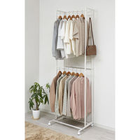 伸晃 2段ハンガーラック ワイド 伸縮タイプ ホワイト KP-2HW-W 1個（直送品）