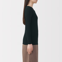 無印良品 レディース 婦人 あったか綿 クルーネック長袖Ｔシャツ 婦人Ｍ 黒 良品計画