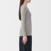 無印良品 レディース 婦人 あったか綿 クルーネック長袖Ｔシャツ 婦人Ｍ グレイッシュブラウン 良品計画