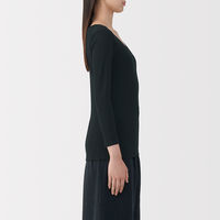 無印良品 レディース 婦人 あったか綿 Ｕネック八分袖Ｔシャツ 婦人Ｓ 黒 良品計画