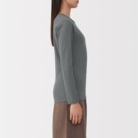 無印良品 レディース 婦人 あったか綿 厚手 クルーネック長袖Ｔシャツ 婦人Ｓ ミディアムグレー 良品計画