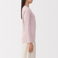 無印良品 レディース 婦人 あったか綿 厚手 クルーネック長袖Ｔシャツ 婦人Ｍ ライトピンク 良品計画
