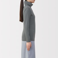 無印良品 レディース 婦人 あったか綿 厚手 タートルネック長袖Ｔシャツ 婦人Ｌ ミディアムグレー 良品計画