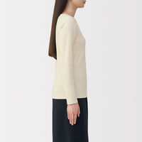 無印良品 レディース 婦人 あったか綿 ウールクルーネック長袖Ｔシャツ 婦人Ｍ アイボリー 良品計画