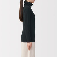 無印良品 レディース 婦人 あったか綿 厚手 タートルネック長袖Ｔシャツ 婦人Ｌ 黒 良品計画