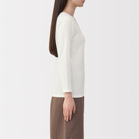 無印良品 レディース 婦人 あったか綿 厚手 Ｕネック八分袖Ｔシャツ 婦人Ｍ オフ白 良品計画