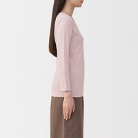 無印良品 レディース 婦人 あったか綿 厚手 Ｕネック八分袖Ｔシャツ 婦人Ｓ ライトピンク 良品計画