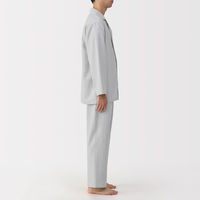 無印良品 メンズ 紳士 脇に縫い目のない フランネル長袖パジャマ 紳士ＸＬ グレー 良品計画