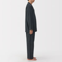無印良品 メンズ 紳士 脇に縫い目のない フランネル長袖パジャマ 紳士Ｍ ダークグレー柄 良品計画