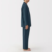 無印良品 メンズ 紳士 脇に縫い目のない フランネル長袖パジャマ 紳士ＸＬ ネイビー 良品計画