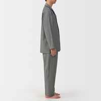 無印良品 メンズ 紳士 脇に縫い目のない フランネル長袖パジャマ 紳士ＸＬ アイボリー柄 良品計画