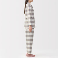 無印良品 レディース 婦人 脇に縫い目のない フランネル長袖パジャマ 婦人Ｍ ラベンダーチェック 良品計画