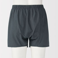 無印良品 メンズ　紳士 綿ブロード 前開き トランクス 紳士Ｍ 黒チェック 良品計画