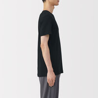 無印良品 メンズ　紳士 あったか綿 Ｖネック半袖Ｔシャツ 紳士Ｍ 黒 良品計画