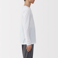 無印良品 メンズ　紳士 脇に縫い目のない なめらか クルーネック長袖Ｔシャツ 紳士Ｓ 白 良品計画
