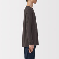 無印良品 メンズ　紳士 脇に縫い目のない なめらか クルーネック長袖Ｔシャツ 紳士Ｓ ブラウン 良品計画