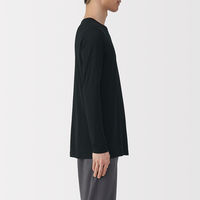 無印良品 メンズ　紳士 脇に縫い目のない なめらか クルーネック長袖Ｔシャツ 紳士ＸＬ 黒 良品計画