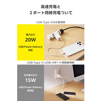 USB充電器 タイプC PD 20W USB-C×1 A×1 コンセント 白 EC-AC12020WH エレコム 1個（直送品）