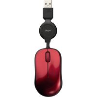 ナカバヤシ くるんとmini 小型巻き取り有線3ボタンBlueLEDマウス レッド MUS-UKT166R 1個