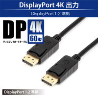 日本トラストテクノロジー DisplayPortケーブル 4K対応 3m JTDISP4K-3M-BK 1本