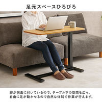 【軒先渡し】萩原 昇降サイドテーブル 幅800×奥行400×高さ940mm マーブルホワイト KT-3179MWH 1台（直送品）