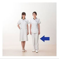 フォーク ストレートパンツ ホワイト L 6006EW-1 1枚　白衣（わけあり品）