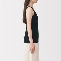 無印良品 レディース 婦人 リブ編みタンクトップ 婦人Ｓ 黒 良品計画